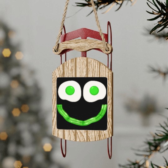Funny Green Eggs Smile Face Ham Sled Ornaments