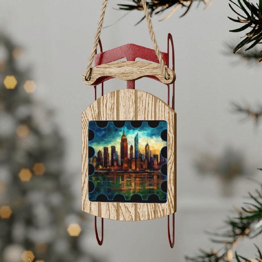 New York skyline Reverie A Symphony of Dreams Sled Ornaments
