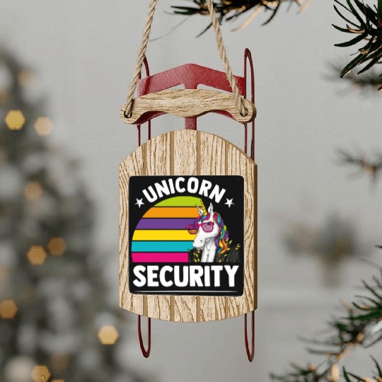 Unicorn Security Funny Unicorn Lover Mythical Sled Ornaments
