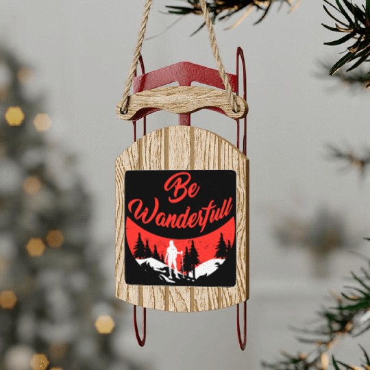 Wanderlust Be Wanderfull Mountain Fan Hiking Sled Ornaments