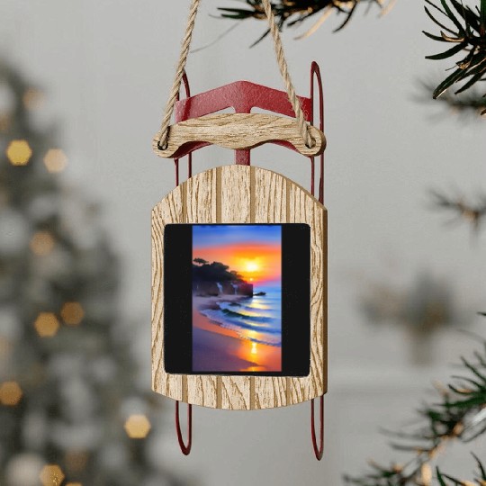 A sunrise with a seaside view Sled Ornaments