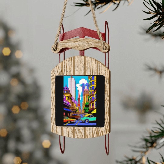 "Maximalist Chaos: chaotic stunning San Francisco Sled Ornaments