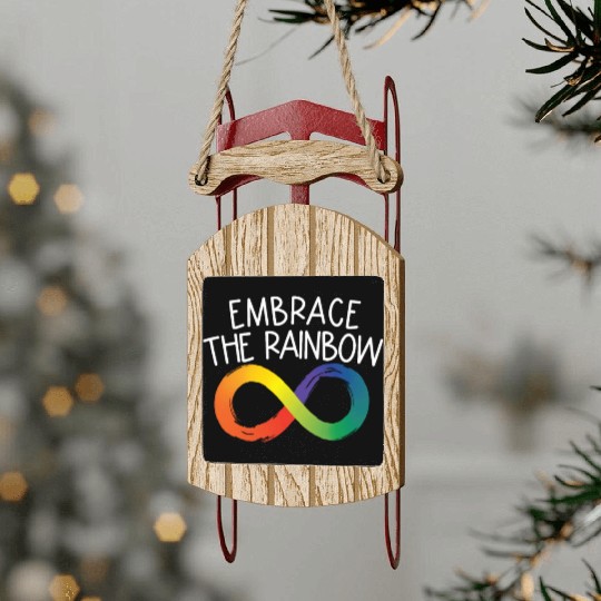 Embrace The Rainbow Infinity Autism Neurodiversity Sled Ornaments