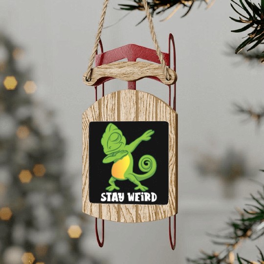 Dabbing Chameleon Sweet Sled Ornaments