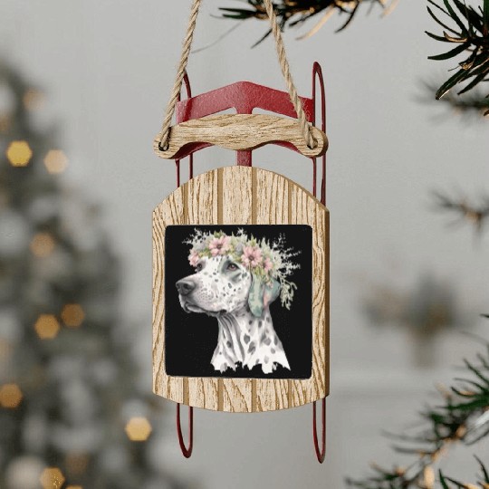 Cute Dalmatian Flower Crown Pet Dog Breed Floral P Sled Ornaments