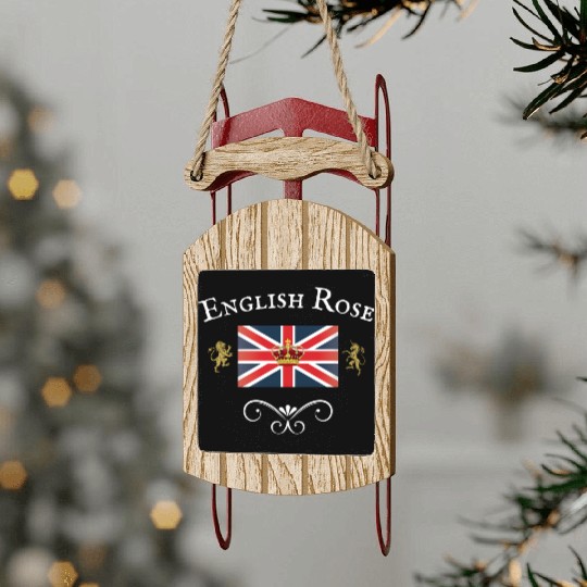 English Rose Union Jack Flag England British Brita Sled Ornaments