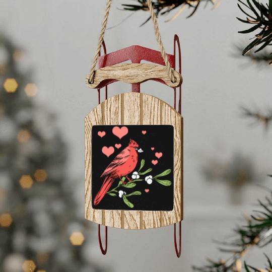 Bird Bird Watching Bird Watcher Birder Heart Cardi Sled Ornaments