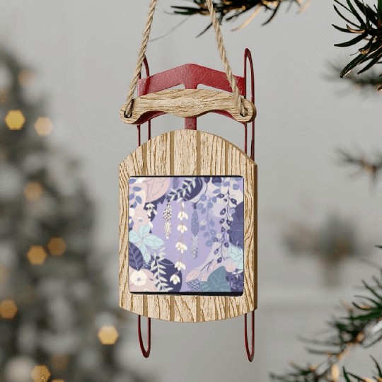 Wisteria Pattern, Japanese Kimono Fabric Pattern Sled Ornaments