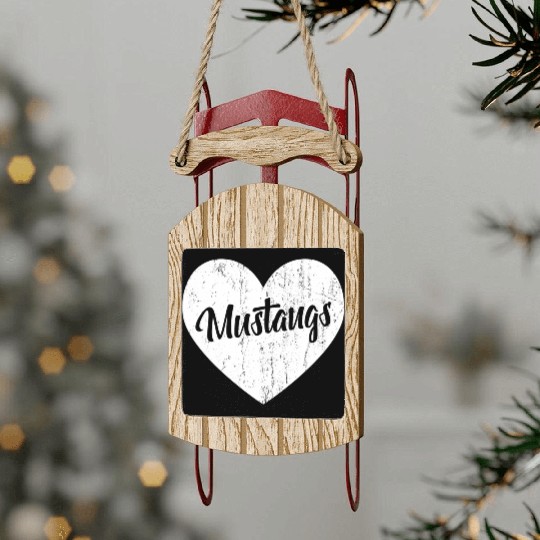 Mustangs School Sports Fan Team Spirit Mascot He Sled Ornaments