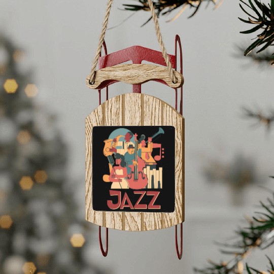Jazz Musicians Orchestra Playing On Stage Smooth J Sled Ornaments