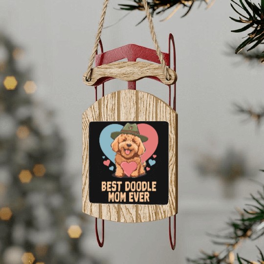 Best Doodle Mom Ever Goldendoodle Cute Dog Mom Sled Ornaments