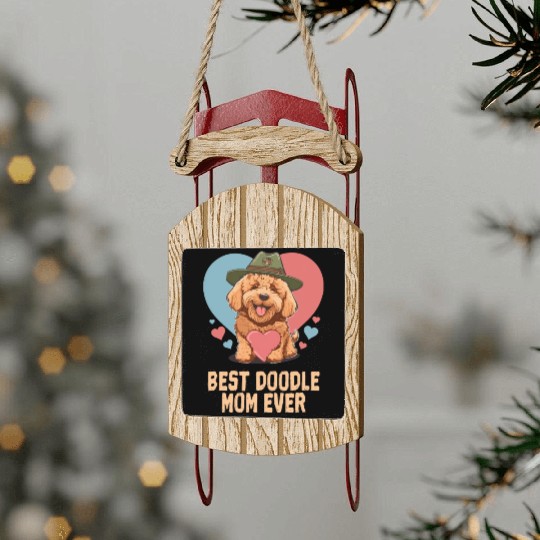Best Doodle Mom Ever Goldendoodle Cute Dog Mom Sled Ornaments