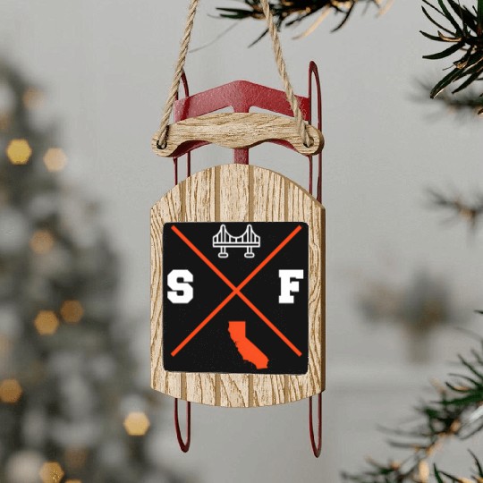 Sf San Francisco California Orange Outline Sled Ornaments