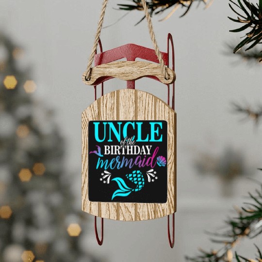 Uncle Of The Mermaid Family Sled Ornaments