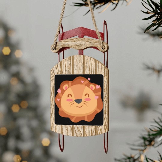 Cute Lion Cartoon Animals Character Design 1 Sled Ornaments