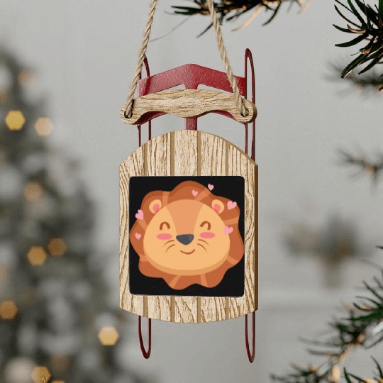 Cute Lion Cartoon Animals Character Design 1 Sled Ornaments