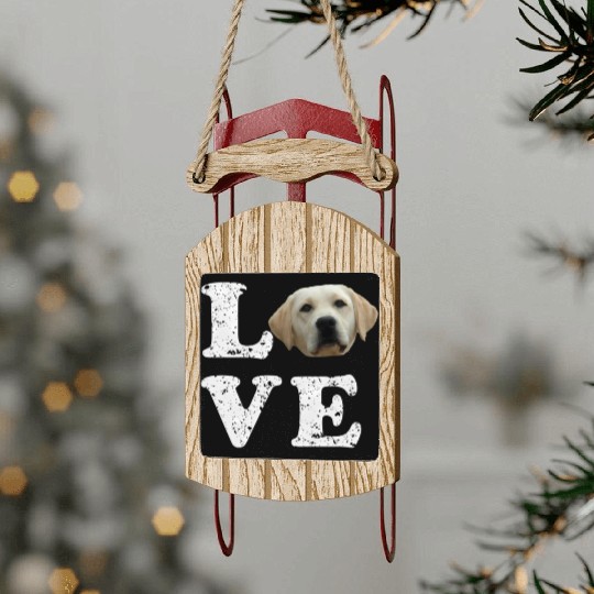 I Love My Yellow Lab Labrador Retriever Dog Sled Ornaments