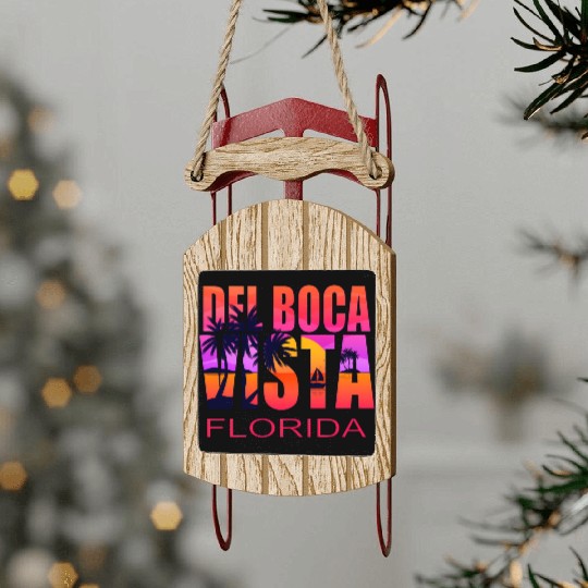 Del Boca Vista Retirement Community Novelty Sled Ornaments