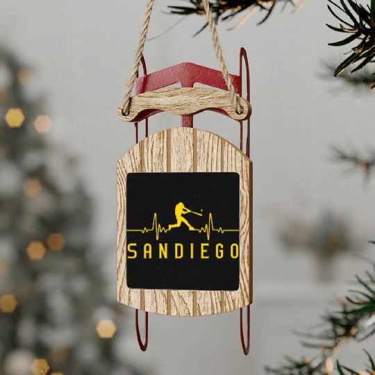 San Diego Baseball Heartbeat Sd Game Day Padre Sled Ornaments