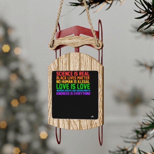 Science Is Real Kindness Is Everything Sled Ornaments