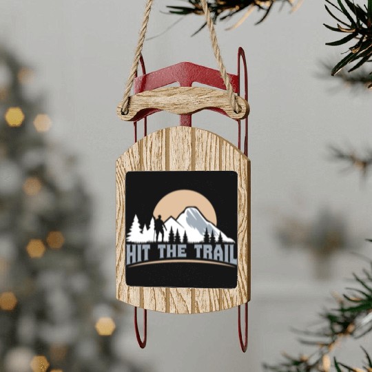 Hit the Trail Mountaineers Wanderlust Hiking Sled Ornaments