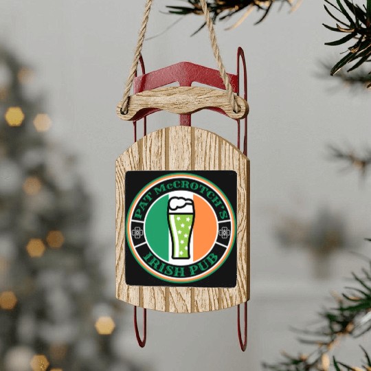Pat Mccrotch'S Irish Pub Green Beer St Patric Day Sled Ornaments