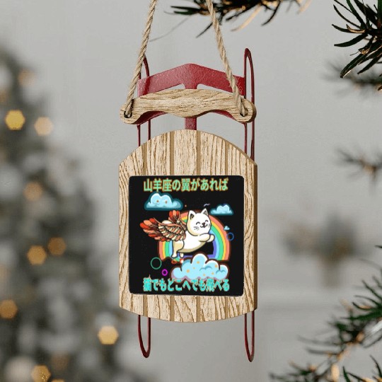Cat Capricorn Wings (Japanese) Sled Ornaments
