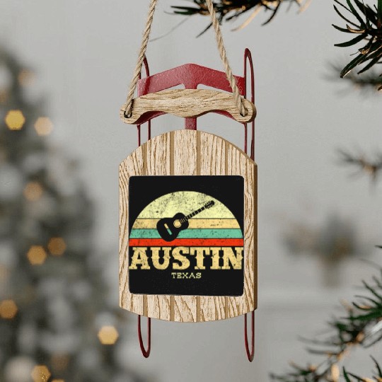 Austin Texas Guitar Lone Star State Sled Ornaments