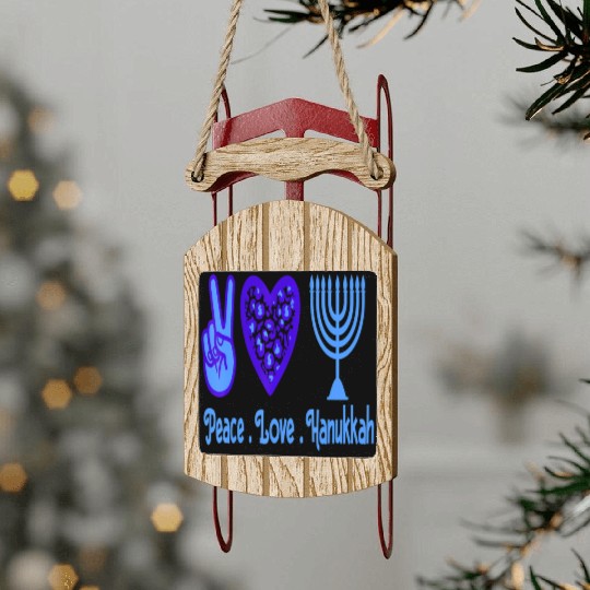 Peace Love Hanukkah 2021 Jewish Menorah Hanukkah C Sled Ornaments