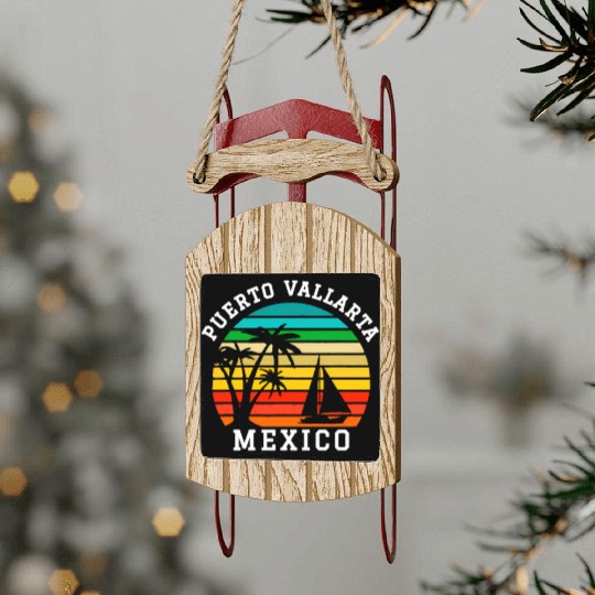 Puerto Vallarta Mexico Family Vacation Sled Ornaments