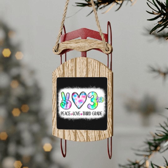 Peace Love 3rd Third Grade Squad Back To School Te Sled Ornaments