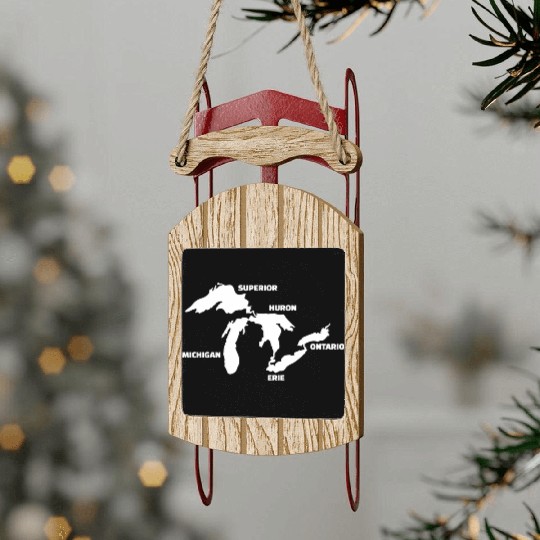 Great Lakes Map Sled Ornaments