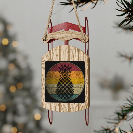 Pineapple Fruit Style 70S 80S Sled Ornaments