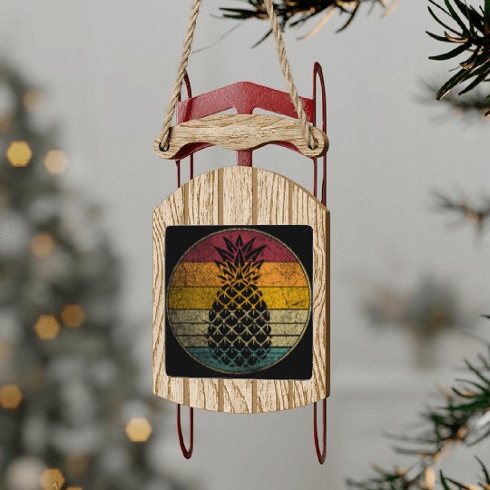 Pineapple Fruit Style 70S 80S Sled Ornaments