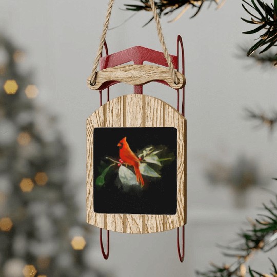 Wild Red Cardinal Bird Sled Ornaments