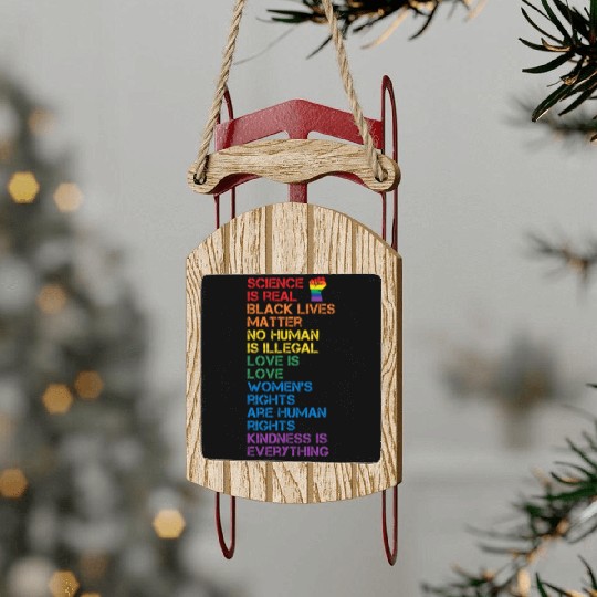 Science Is Real Black Lives Matter Lgbt Blm Fist Sled Ornaments