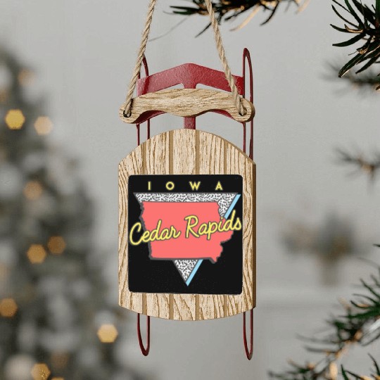 Cedar Rapids Iowa Triangle Ia City Sled Ornaments