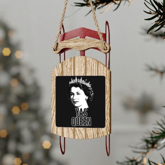 Yas Queen Elizabeth Ii England Meme British Crown Sled Ornaments