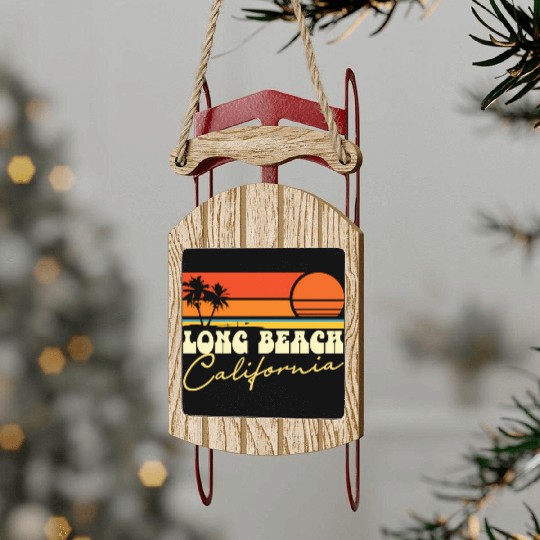 Long Beach California Sled Ornaments