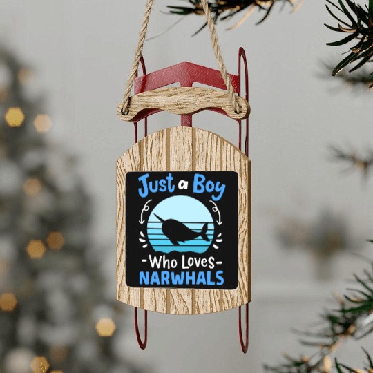 Narwhals Whales Narwhal Lover Retro Sled Ornaments