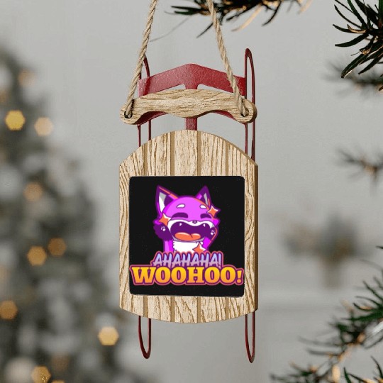 Funny Raccoon Woo Hoo! Sled Ornaments