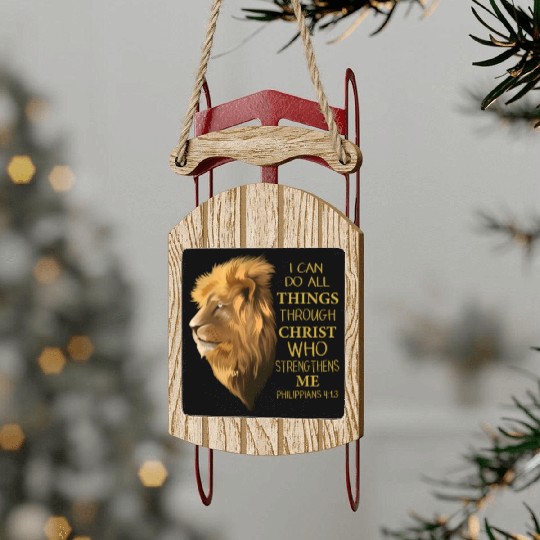 Philippians 4 13 Religious Lion Verses Christian Sled Ornaments