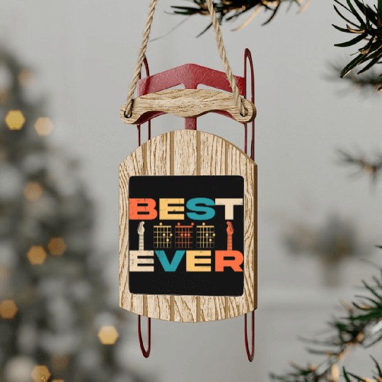 Best Dad Ever Guitar Chords Musician Funny Fathers Sled Ornaments
