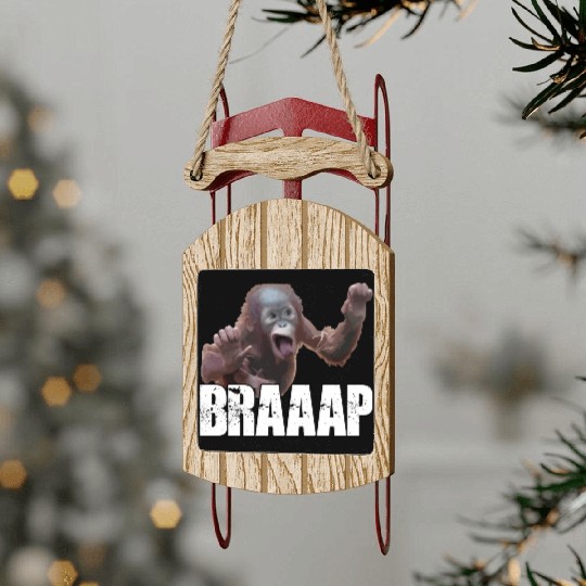 Braaap Monkey Face Riding A Motocross Sled Ornaments