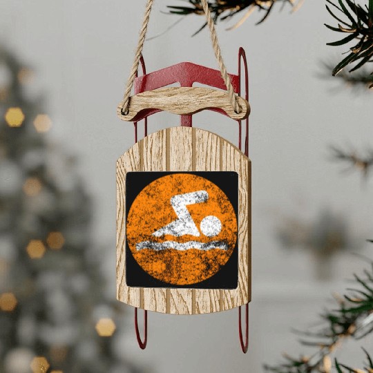 Swim Orange Swim Icon Sled Ornaments