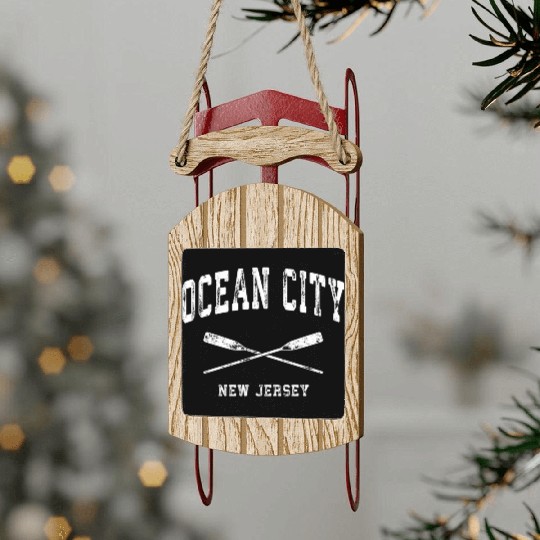 Ocean City New Jersey Nautical Crossed Oars Sled Ornaments