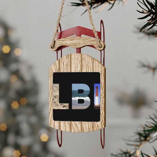 Lbi Long Beach Island Nj Photo Beach Ocean Sled Ornaments
