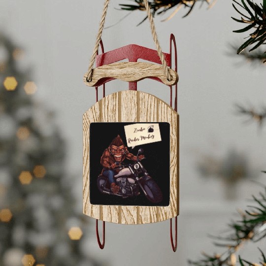zombie Raider Monkey Sled Ornaments
