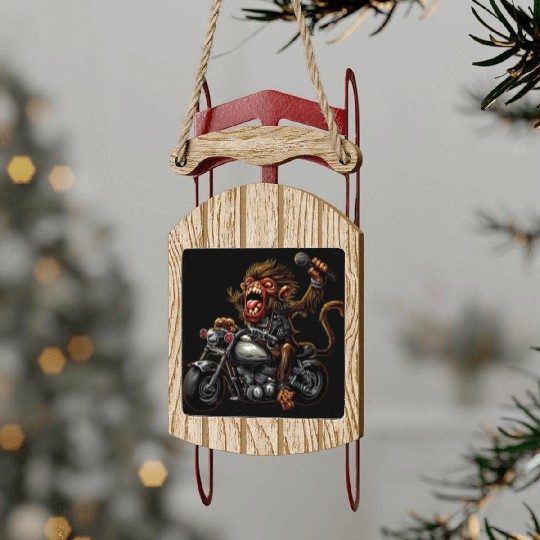 zombie Raider Monkey Sled Ornaments