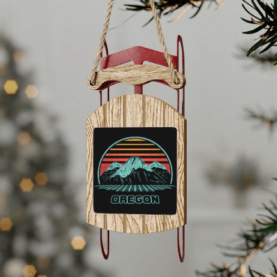Oregon Mountain Hiking 80S Style Sled Ornaments